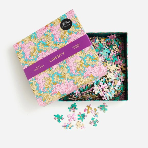 Bundle of 2 - J. Crew Liberty Print Doubled Sided Puzzle in Decorative Boxes - Picture 4 of 11